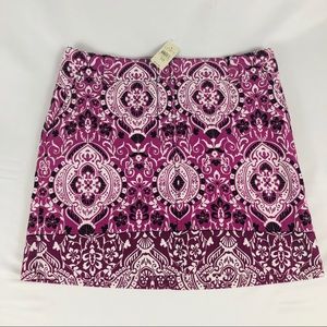 New Loft Midi Skirt Purple Paisley Print Size 10